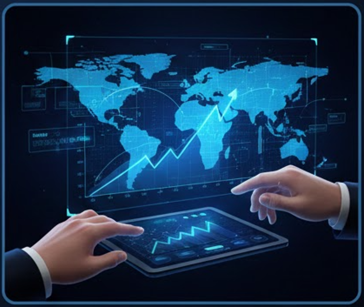 디지털 카지노 칩과 화려한 네온 조명이 있는 가상 카지노 내부의 라이센스 준수 시각화